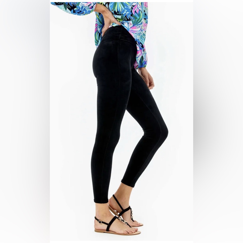 Lilly Pulitzer Myria Velour Leggings Onyx Black Size Xxl Nwt
